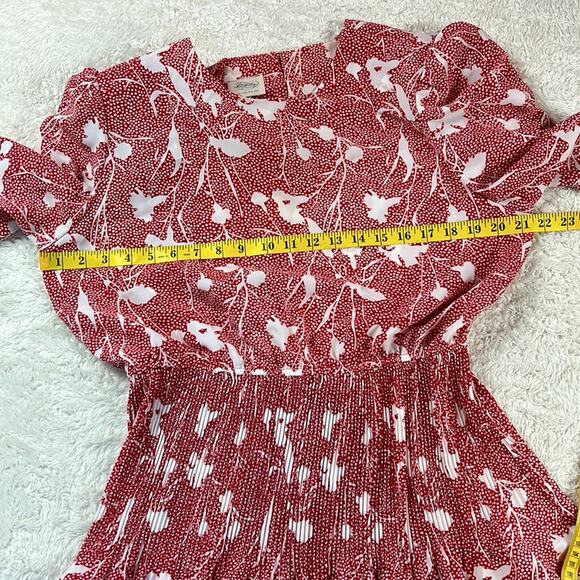 Vintage Luci Pellini red and white floral patterned midi secretary day dress 16P - Picture 3 of 9